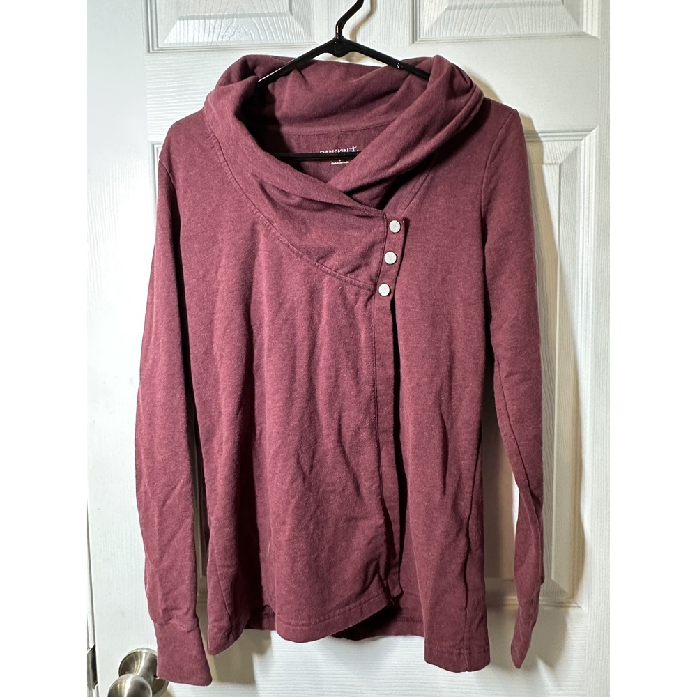 Danskin Women's French Terry Asymmetrical Cowl Neck Wrap Sweatshirt Size Small